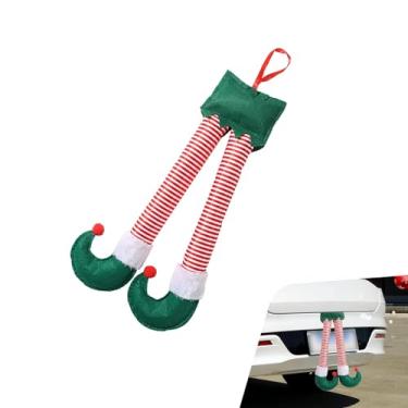 Imagem de Shakas Decoração de fantasia de carro de Natal, decoração de porta-malas de veículo com pernas de elfo de Papai Noel, enfeite de Natal adorável personalizado para festas de fim de ano, árvores