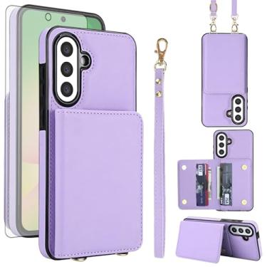 Imagem de Asuwish Capa de celular para Samsung Galaxy A17/A26 5G carteira celular com protetor de tela de vidro temperado alça transversal de pulso com bloqueio RFID suporte para cartão de crédito A 17 26 17A