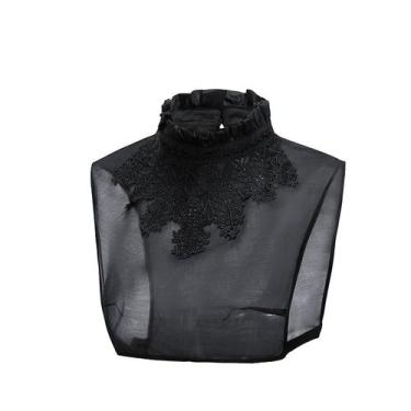 Imagem de Gola falsa, renda preta, gola alta removível para mulheres - Yiweisai