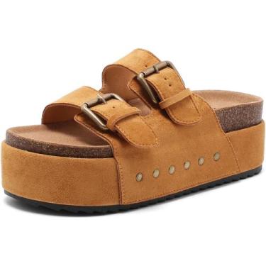 Imagem de Sandálias BiuYorbty, tamancos de plataforma, palmilha de cortiça para 