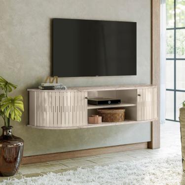 Imagem de Rack Tv 60 Pol 136cm Bancada Suspenso Ripado Norezi Calacata-off White M20 - D'rossi