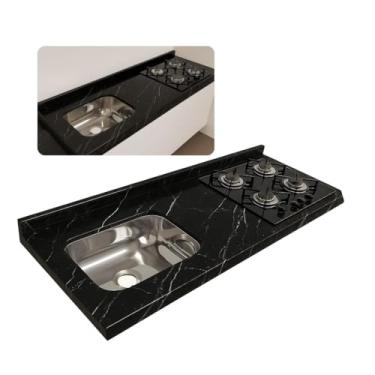 Imagem de Pia de Granito Preto Via Lactea 150cm Parte Cooktop e Cuba