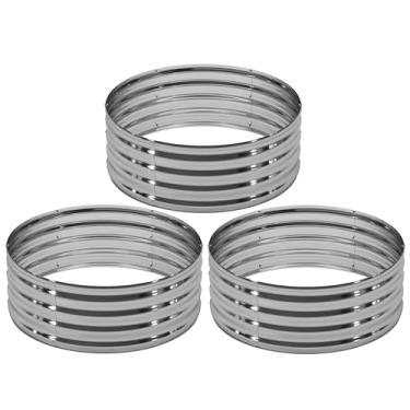 Imagem de DIIYIV Kit de cama elevada, galvanizada, 3 peças, 10 x 1 m, caixas de vegetais, caixa de flores de metal redonda, canteiros elevados para plantar, jardim, frutas, ervas, prata