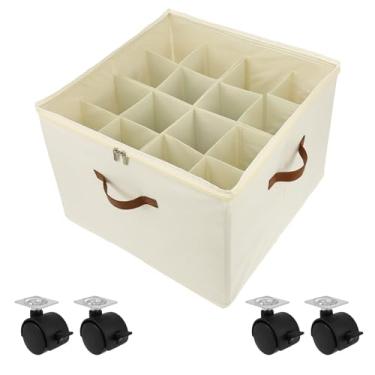 Imagem de Tcwhniev Organizador de sapatos com rodas e divisórias ajustáveis, organizador de armazenamento de sapatos dobrável com capa transparente serve para até 16-32 pares para armário