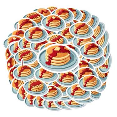Imagem de 50 peças de adesivos de panquecas de café da manhã doces doces adesivos de grafite de brinquedo adesivos de comida DIY para laptop, bagagem, álbum de recortes, diário, adesivo, faça você mesmo