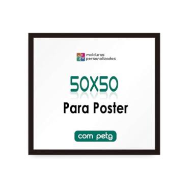 Imagem de Moldura 50x50 Quadrada para Quebra Cabeça Arte Poster com Proteção Petg (Preto)