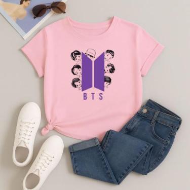 Imagem de Camiseta 100% Algodão Feminina Estampa BTS Desenho Cartoon 615 Alta Qu