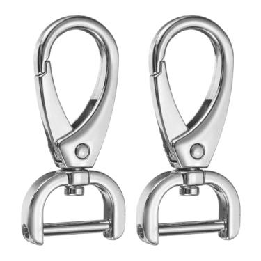 Imagem de Generic 2 peças de gancho de pressão destacável fecho giratório 1,5 cm anel D com gancho giratório de garra de lagosta gancho para alça de bolsa, porta-chaves, bolsa faça você mesmo, prata