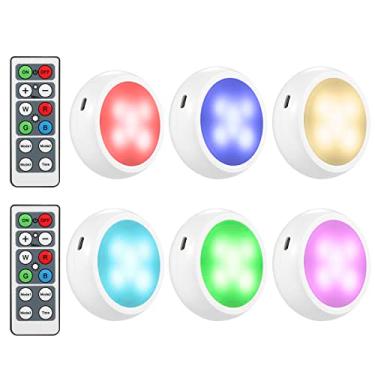 Imagem de Luz sob o armário com 2 controles remotos, 16 cores e 3 modos dinâmicos, funções de temporização, bateria recarregável de 1000 mAh integrada, LEDs reguláveis, ilnação de armário, lâmpada noturna
