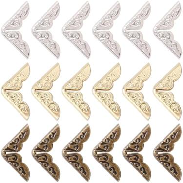 Imagem de CRASPIRE 96 peças de protetores de canto de livro de metal em 3 cores vintage bronze ferro brochura cantos decorativos triângulo esculpido para álbuns de recortes, cadernos, pasta de arquivos, menus