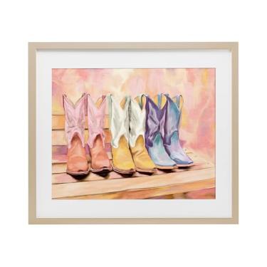 Imagem de Stupell Industries Botas pintadas Trio Birch Impressão emoldurada sob vidro, design por Kim Allen, 13 x 16