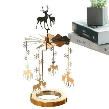 Imagem de Castiçal giratório - Suporte giratório térmico do castiçal - Lanterna giratória romântica, castiçal aquecido de mesa criativa para decoração de casa, festas