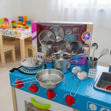 Imagem de Conjunto Panelinhas Inox Infantil Pica Pau com 9 Peças para Faz-de-Con