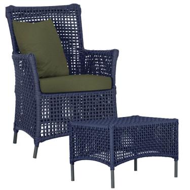 Imagem de Poltrona E Mesa Igapó Em Alumínio Preta Corda Náutica E13 Azul