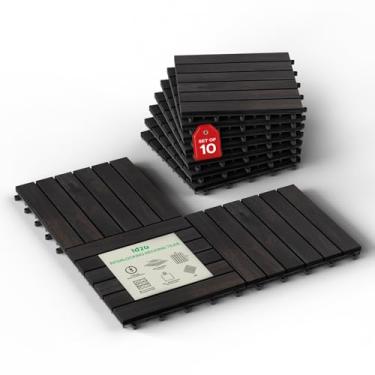 Imagem de Azulejos de madeira interligados 6 ripas – Preto - 10 peças