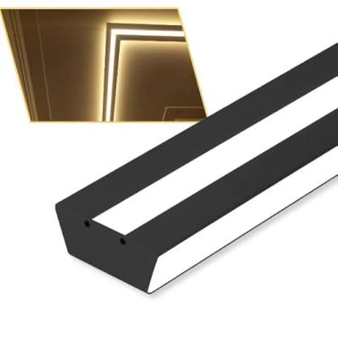 Imagem de 2 Perfil Led Sobrepor Side Plus Luz Direta + Indireta 80mm 1m Preto