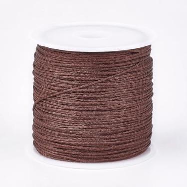 Imagem de Cordão de nylon 45 m para pulseiras, fio de nylon de 0,8 mm, fio de nó chinês para pulseira trançada faça você mesmo, colar de contas, artesanato em macramê, sino de vento, marrom sela
