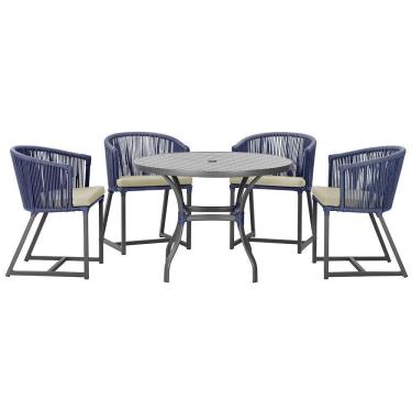 Imagem de Mesa Com 4 Cadeiras E Noronha Estofado 7 Trama Original Azul