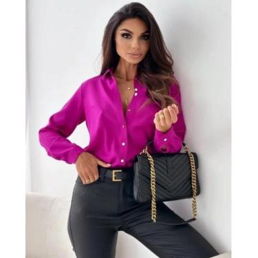 Imagem de Blusa Feminina Elegante Chiffon - Decote V, Manga Comprida, Modelo Sol