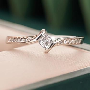 Imagem de Anéis Solitários de Zircônia Simples para Mulheres Anéis de Noivado para Festa Diária Elegante Presente de Joias, 10, Cobre, Zircônia cúbica