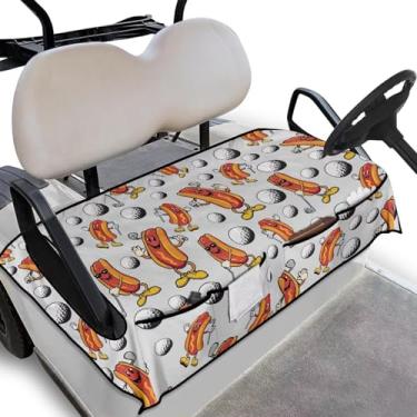 Imagem de Knextrepoy Capas de assento engraçadas para carrinho de golfe de cachorro-quente com bolsos de armazenamento, capa de almofada de assento de carro de bola de golfe, capa de almofada, acessórios de