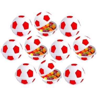 Imagem de Kit 50 Pote Bolas de Futebol Colorado Vermelho para Festa Infantil - P