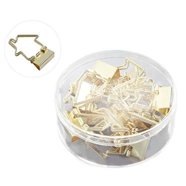 Imagem de Clipes de pasta Grampos de papel Metal caixa de cauda longa armazenamento de arquivos de escritório Clipe de cauda de andorinha ouro 15 unidades força de fixação forte para (Casa 11,3x8x33cm)