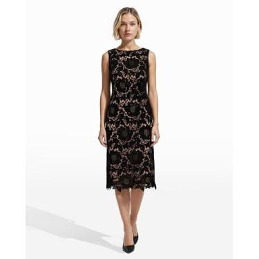 Imagem de Anne Klein Vestido midi de renda sem mangas, Anne Black, 50