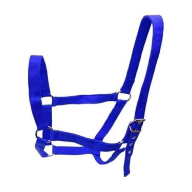 Imagem de Aymzbd Cabresto para Cavalo, com Fecho de Pressão para Queixo E Garganta, Ajustável, Portátil E Ao Desgaste, Ideal para Pastagens, Treinos E Compe, azul