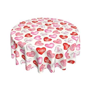 Imagem de Aytipun Toalha de mesa redonda para Dia dos Namorados 178 cm, vermelho, rosa, amor, coração, tema dos namorados, decoração de férias, sazonal, rústica, casa de fazenda, para festa interna, cozinha