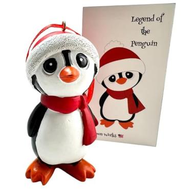 Imagem de Enfeite de pinguim, decoração de feliz feriado, árvore de Natal, decoração de jogo com cartão de história, lembrança