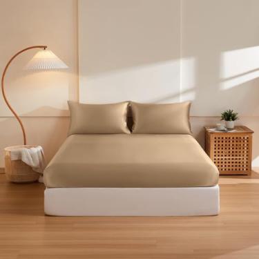 Imagem de THXSILK Jogo de lençol Queen 6A+ Top Grade 100% seda de amoreira pura, 3 peças, roupa de cama de luxo para cabelo e pele, material respirável e seguro, 1 lençol com elástico com 2 fronhas