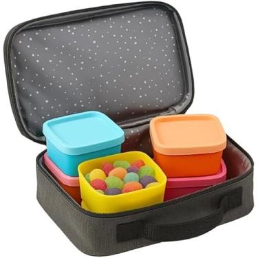 Imagem de Kit 5 Mini Potes Quadrados com Tampa, Livres de BPA, 75ml, Plástico