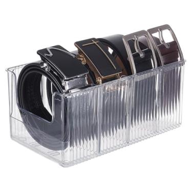 Imagem de UNICRAFTALE Organizador de cinto PET Suporte de armazenamento de cinto com 5 compartimentos, recipientes transparentes, suporte de armazenamento para relógios, joias e acessórios para armário 23,5 x