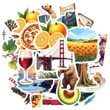 Imagem de 35 peças adesivos de viagem natureza aventura comida aventura Califórnia adesivos artísticos para telefone faça você mesmo, guitarra, notebook, mala, laptop, bagagem, álbum de recortes, diário adesivo
