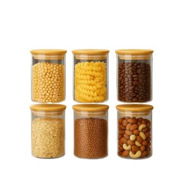 Imagem de Kit 6 Potes de Vidro 200ml Monte seu Kit Pote Hermético para Mantimentos de Cozinha Dispensa Armário Plástico (6 Potes)