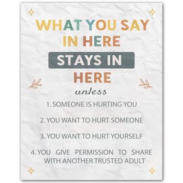 Imagem de Safe Space Words with Boundaries - Pôster de escritório e sala de aula - Arte de parede de nível de voz e confidencialidade sem moldura de 20 x 25 cm - Decoração de terapia motivacional para trabalho
