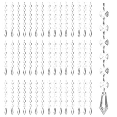 Imagem de 100 peças de cristais de acrílico pendurados para centros de mesa, lustre de guirlanda de cristal transparente, enfeite de contas de acrílico transparente, prismas, pingente para decoração de casa de