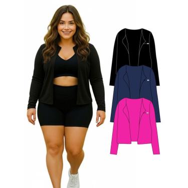 Imagem de Kit 3 Casacos Camisas Sem Zíper Proteção UV FPU50 Feminino Plus Size-Feminino