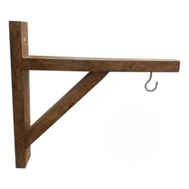 Imagem de Kit 4 Mão Francesa Madeira cedro Suporte Pendurar Vaso Plantas Flores Com Gancho Buchas e Parafusos - Ideal para Varanda, Jardim Vertical e Decoração(KIT 2 UNIDADE)