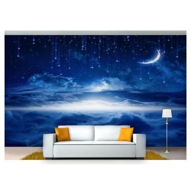 Imagem de Papel De Parede Lua Noite Nuvens Estrelas 3D Lua19 - Você Decora