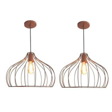 Imagem de Kit 2 Lustres Aramado Onion Ø42X25Cm Cobre Retrô Md8026 - Boreal Cúpul