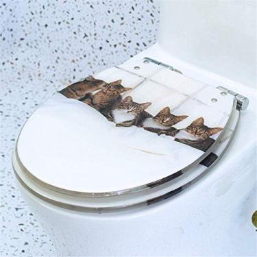 Imagem de Assento sanitário de fechamento suave, tampa oval para vaso sanitário, liberação rápida para limpeza fácil, material de resina ureia-formaldeído, dobradiças inoxidáveis de fixação dupla, tampa de vaso