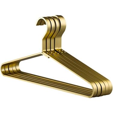 Imagem de Cabide de liga de alumínio espesso cabide doméstico para adultos (cor: dourado tamanho: 44,5 * 22 cm) (ouro 44,5 * 22 cm)