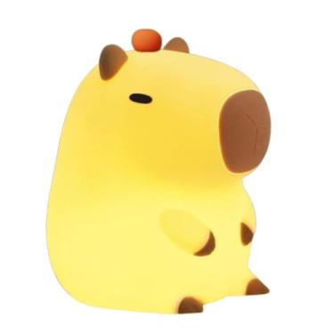 Imagem de Luminária Touch Capivara Infantil de Silicone – Luz Noturna LED Recarregável USB com Brilho Ajustável e Temporizador