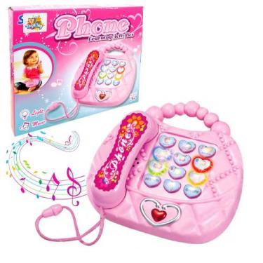 Imagem de Piano de Telefone Rosa para Meninas com Teclado Músicas e Luz e Alça d