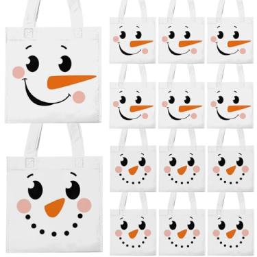 Imagem de kaixiaoru 20 peças de sacos de presente de boneco de neve de inverno, não tecido, sacos de guloseimas geladas com alças para inverno, Natal, aniversário, embrulho de presente, artigos de festa