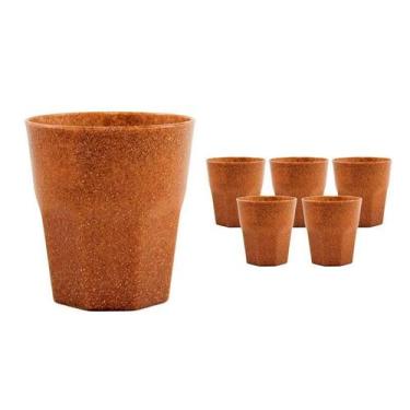 Imagem de Kit 6 Copos Mini Roma Fibra Madeira Green 300Ml - Bb Store
