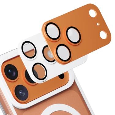 Imagem de M.Craftsman Protetor de lente para câmera iPhone 17 Pro (pacote com 2 + BRANCO/LARANJA, 17PRO MAX)