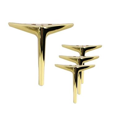 Imagem de Pacote com 4 pernas de móveis de metal triangular, pernas de substituição de sofá elegantes, pés de armário resistentes exclusivos, pernas de cômoda, suporte de peso: 800 kg, para qualquer projeto DIY